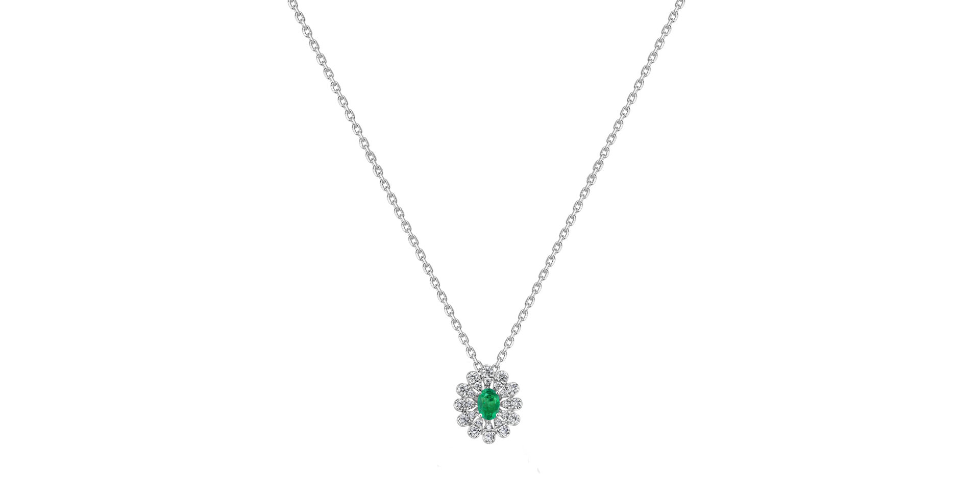 Náhrdelník s diamantmi a smaragdom Starlight Bloom