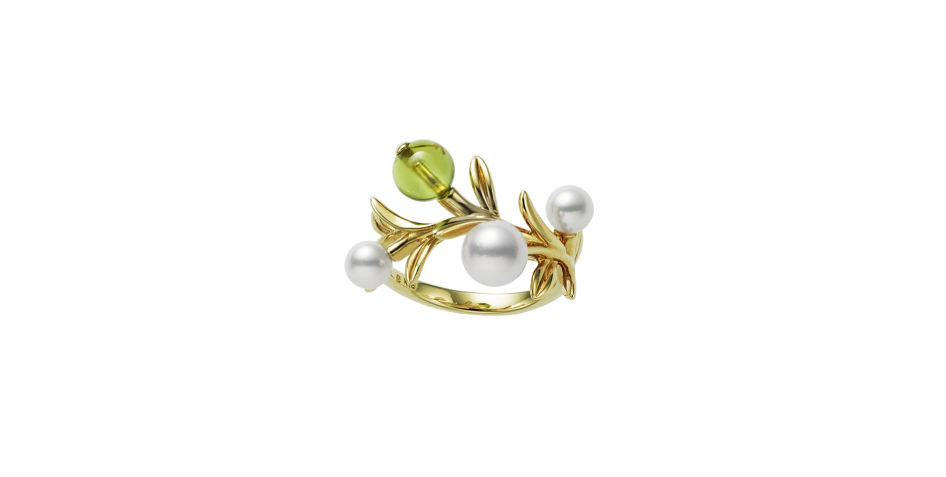 Prsteň s peridotom a perlami Olive Ring