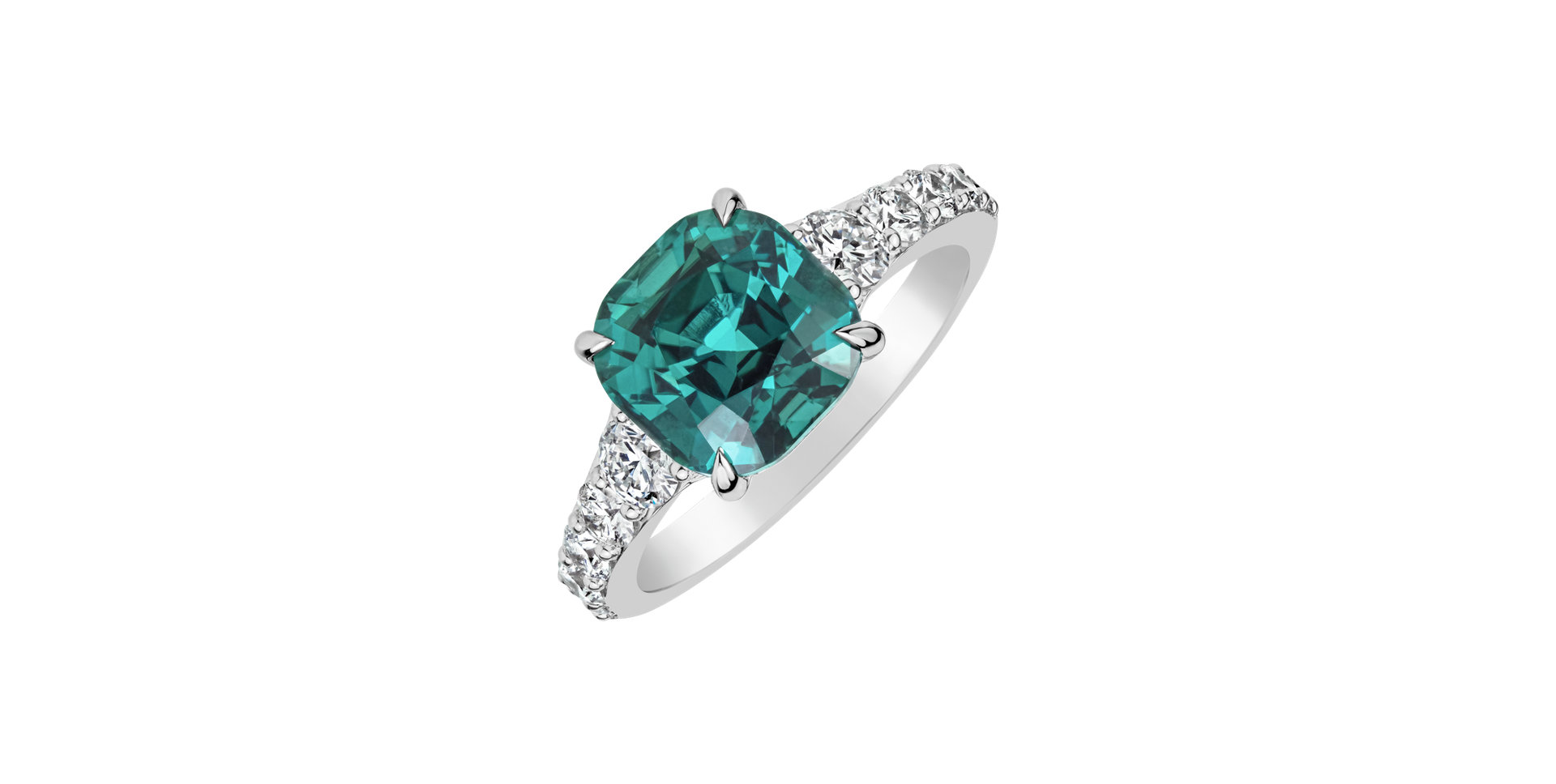 Prsteň s diamantmi a turmalínom Seafoam Spark