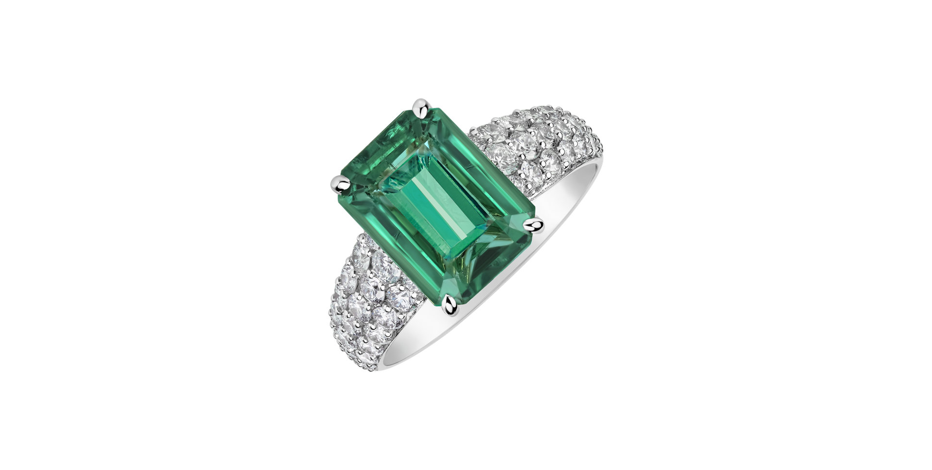 Prsteň s diamantmi a smaragdom Diamond Whisper
