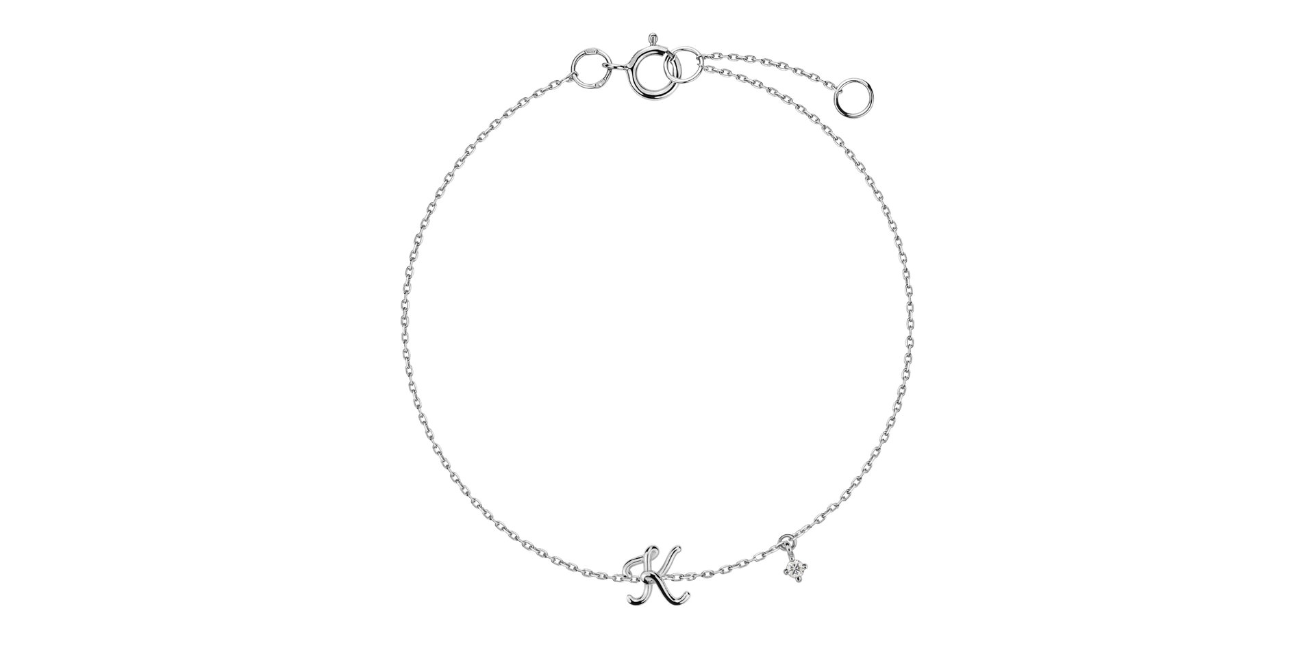Náramok s diamantom Curly Letter K