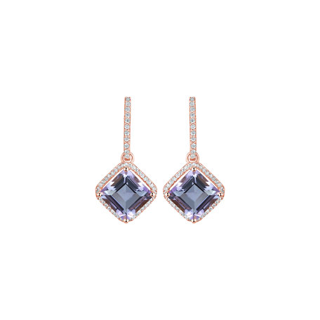 Náušnice s diamantmi a ametystom Starlight Cascade