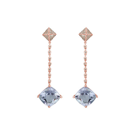 Náušnice s diamantmi a ametystom Fairy Chain