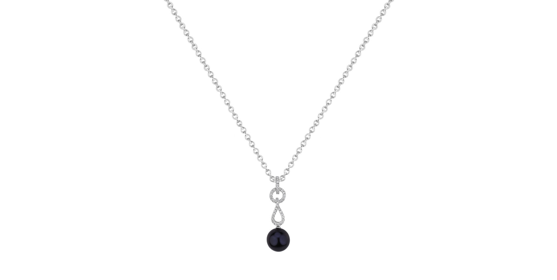 Náhrdelník s diamantmi a perlou Midnight Tide