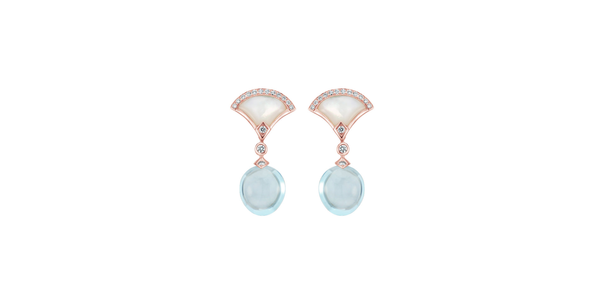 Náušnice s diamantmi, topásom a perleťou Imperya