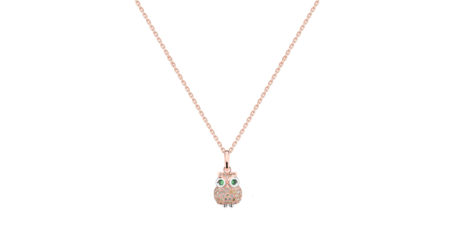 Prívesok s diamantmi a granátmi Magical Owl