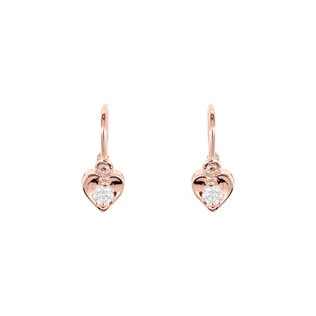 Detské náušnice s diamantom Little Heart