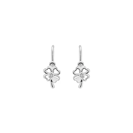 Detské náušnice s diamantom Cloverleaf