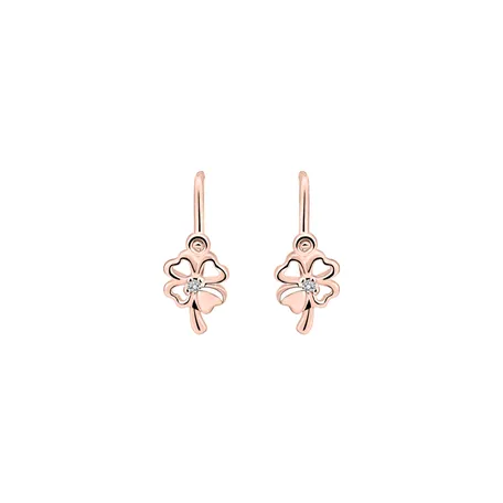 Detské náušnice s diamantom Cloverleaf