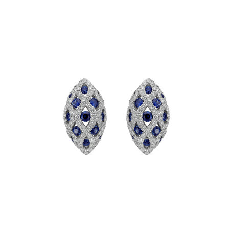 Náušnice so zafírmi a diamantmi Dark Blue Catherine