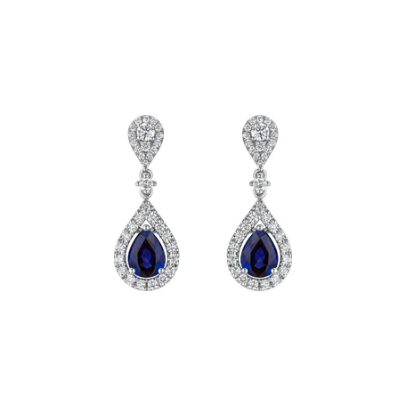 Náušnice s zafírom a diamantmi Lavish Feeling