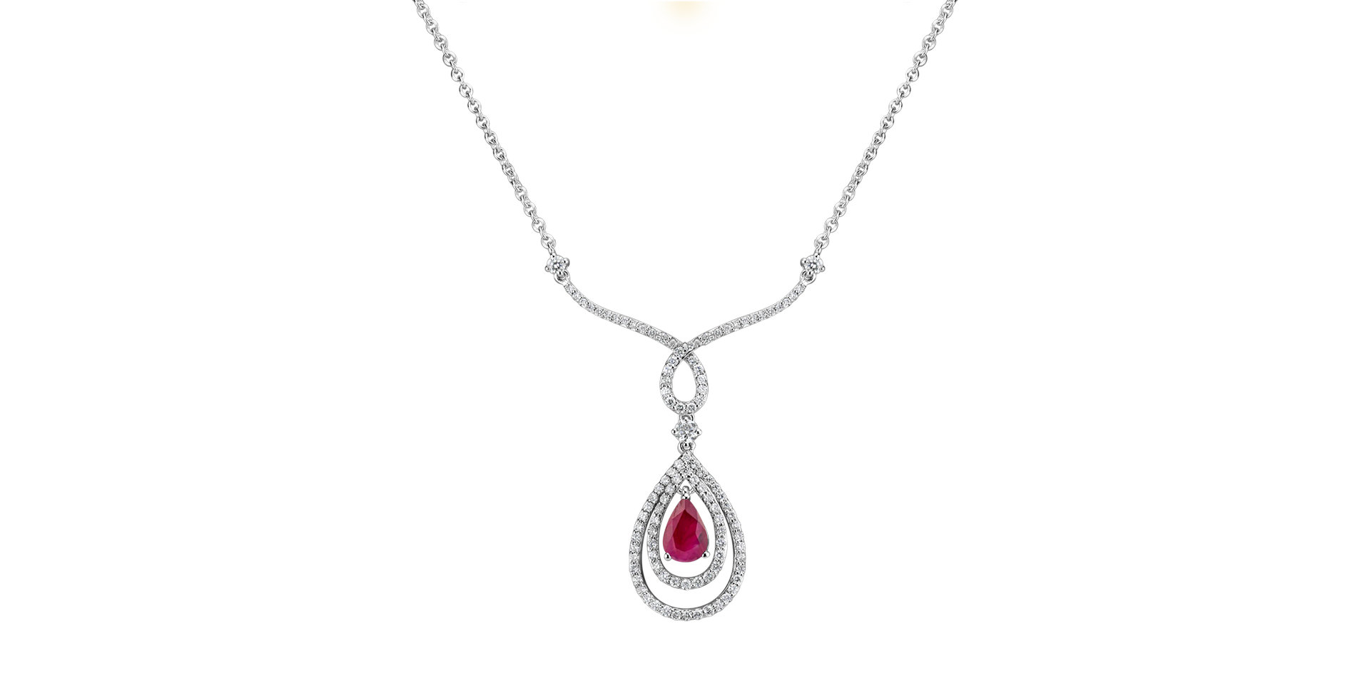 Náhrdelník s rubínom a diamantmi Ruby Tear