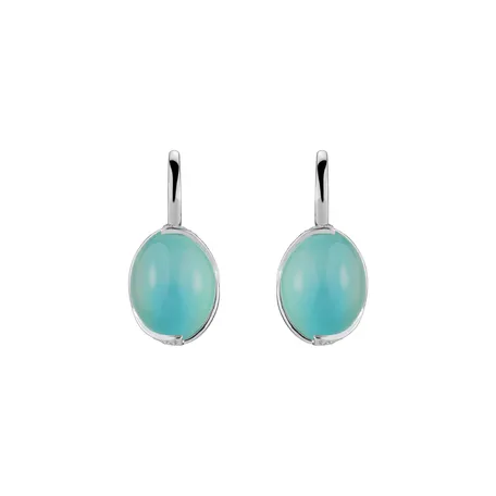 Náušnice s chalcedonom a diamantmi Elegance Petal