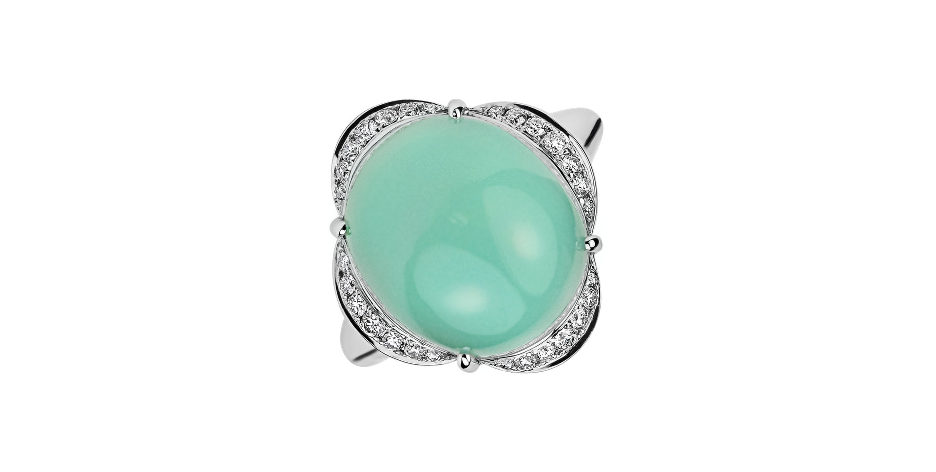 Prsteň s chalcedonom a diamantmi Spring Romance