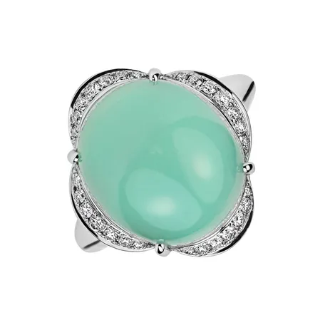 Prsteň s chalcedonom a diamantmi Spring Romance