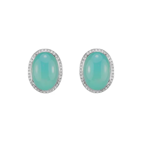 Náušnice s chalcedonom a diamantmi BloomBurst