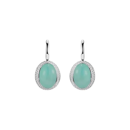 Náušnice s chalcedonom a diamantmi Spring Aura
