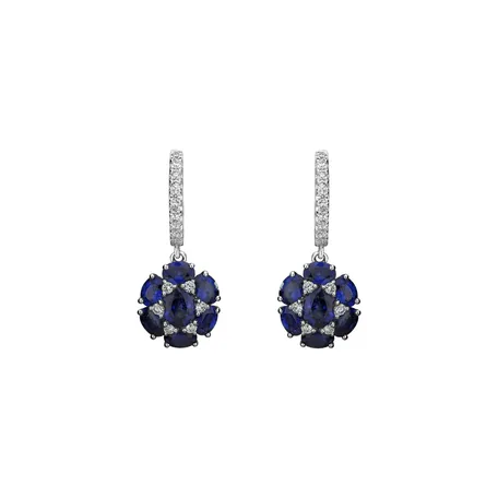 Náušnice s diamantmi a zafírmi Sapphire Disco