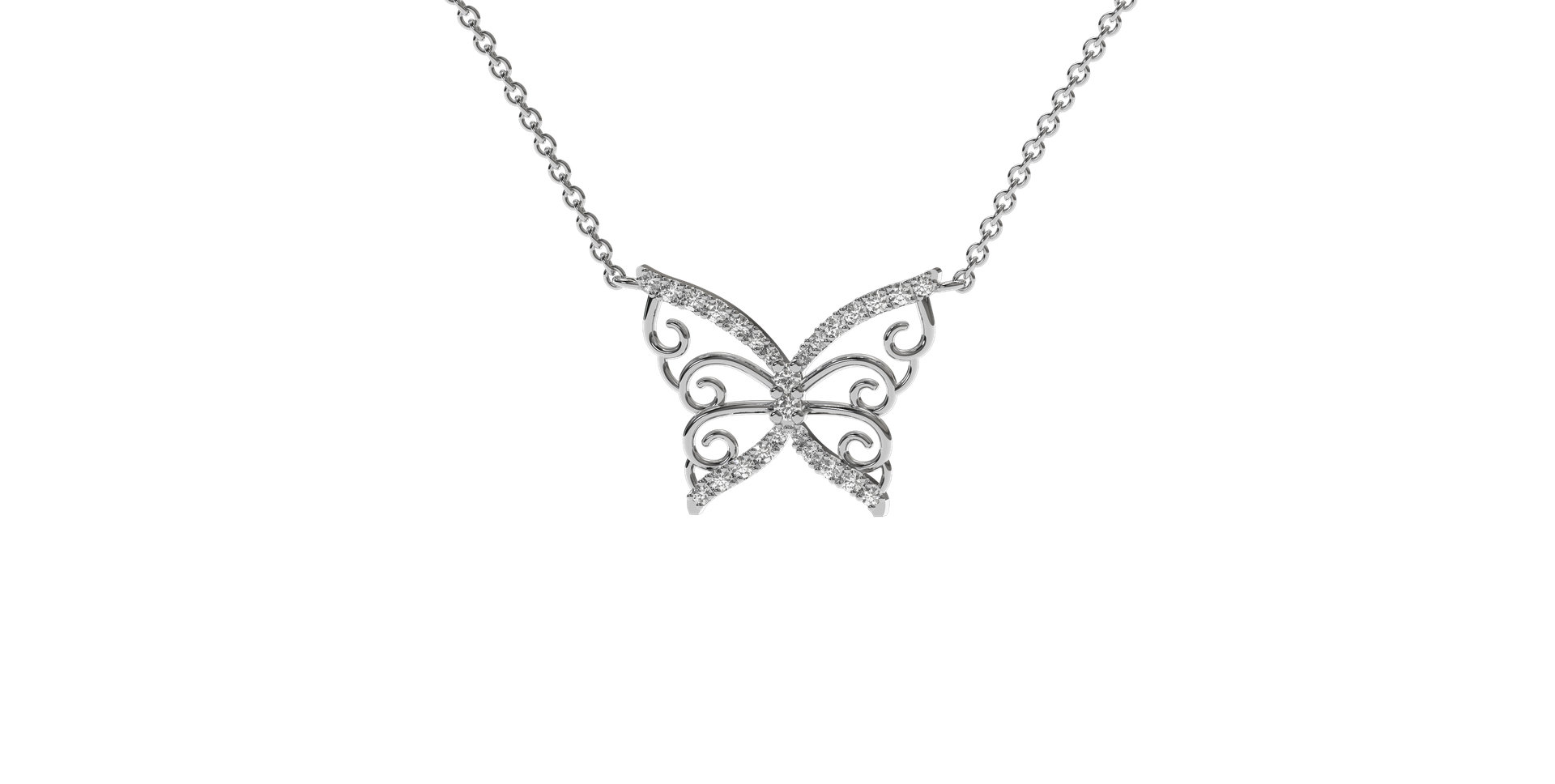 Náhrdelník s diamantmi Shiny Butterfly