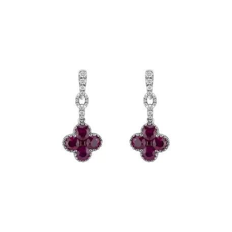 Náušnice s diamantmi a rubínmi Fire Clover