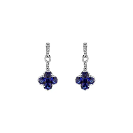 Náušnice s diamantmi a zafírmi Fire Clover