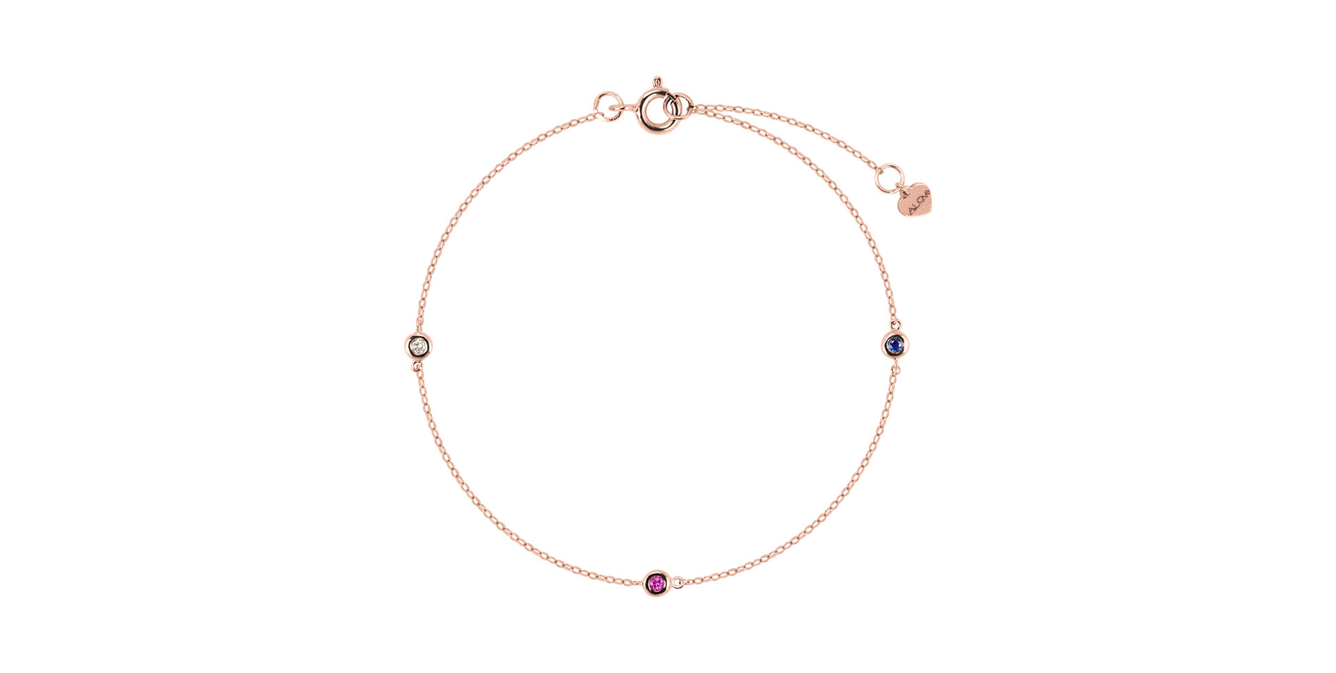 Náramok s diamantom, zafírom a rubínom Dots