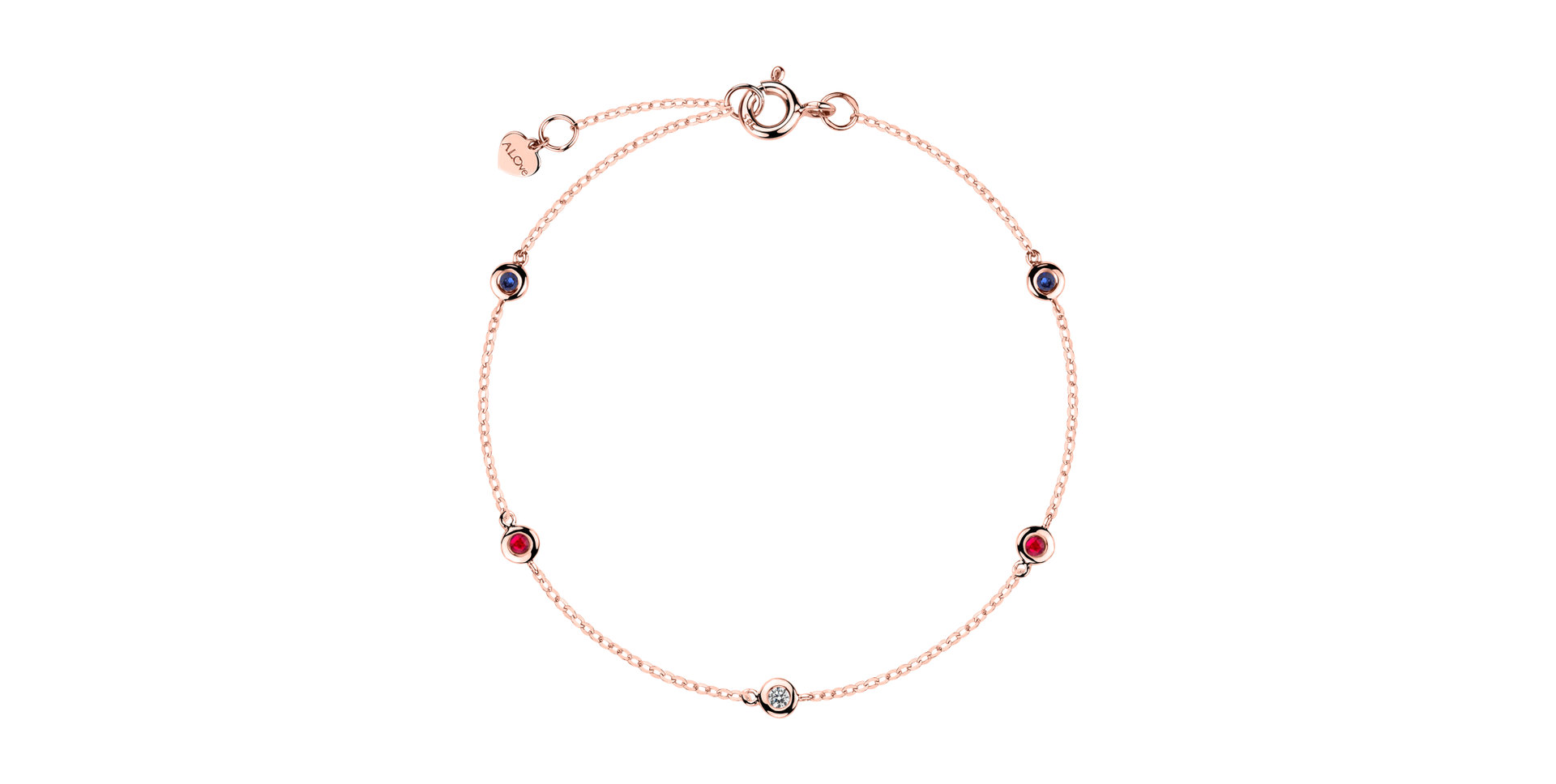 Náramok s diamantom, rubínmi a zafírmi Dots