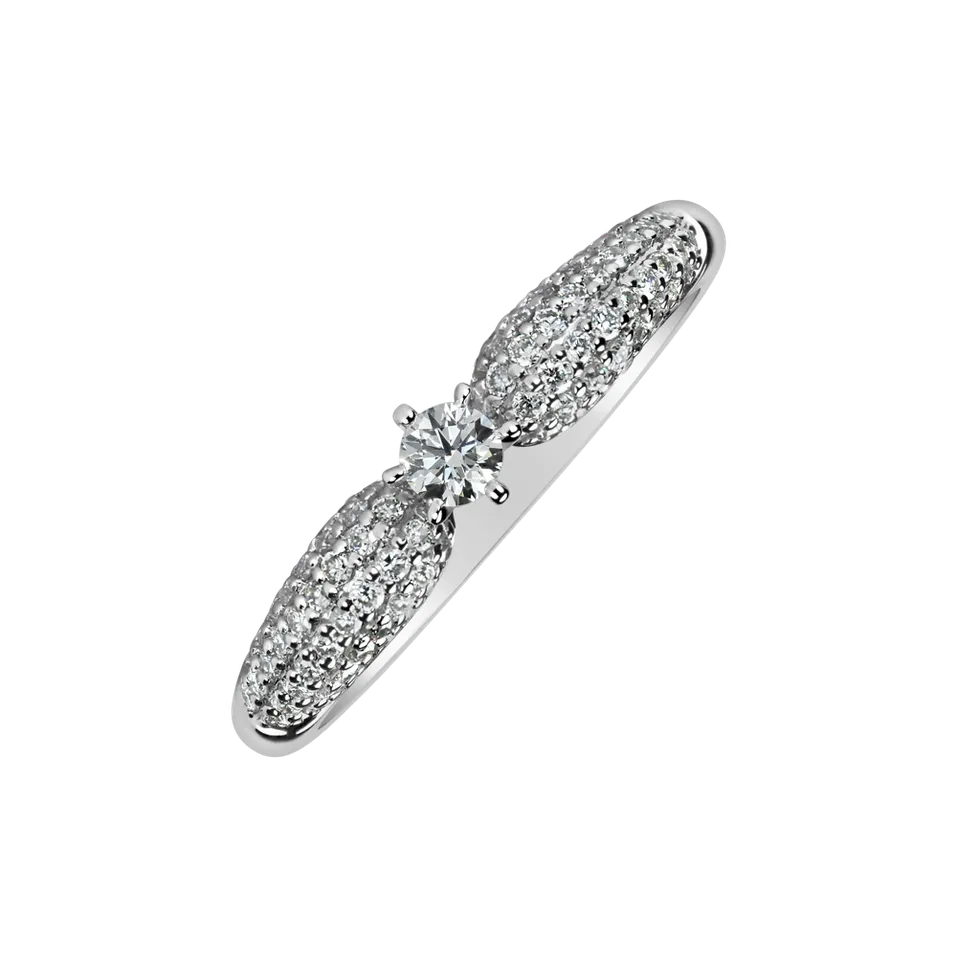 Prsteň 14kt biele zlato s diamantom Luxury Addiction