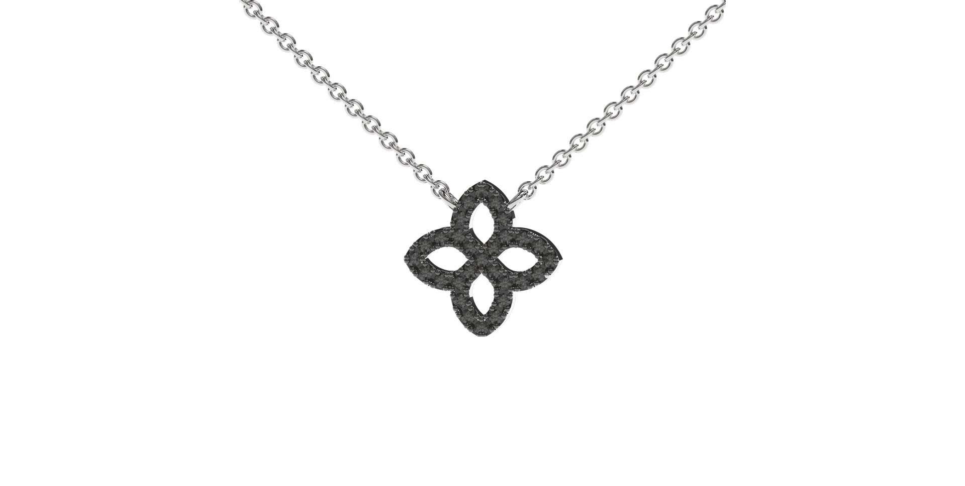 Náhrdelník s čiernymi a bielymi diamantmi Glamorous Petals