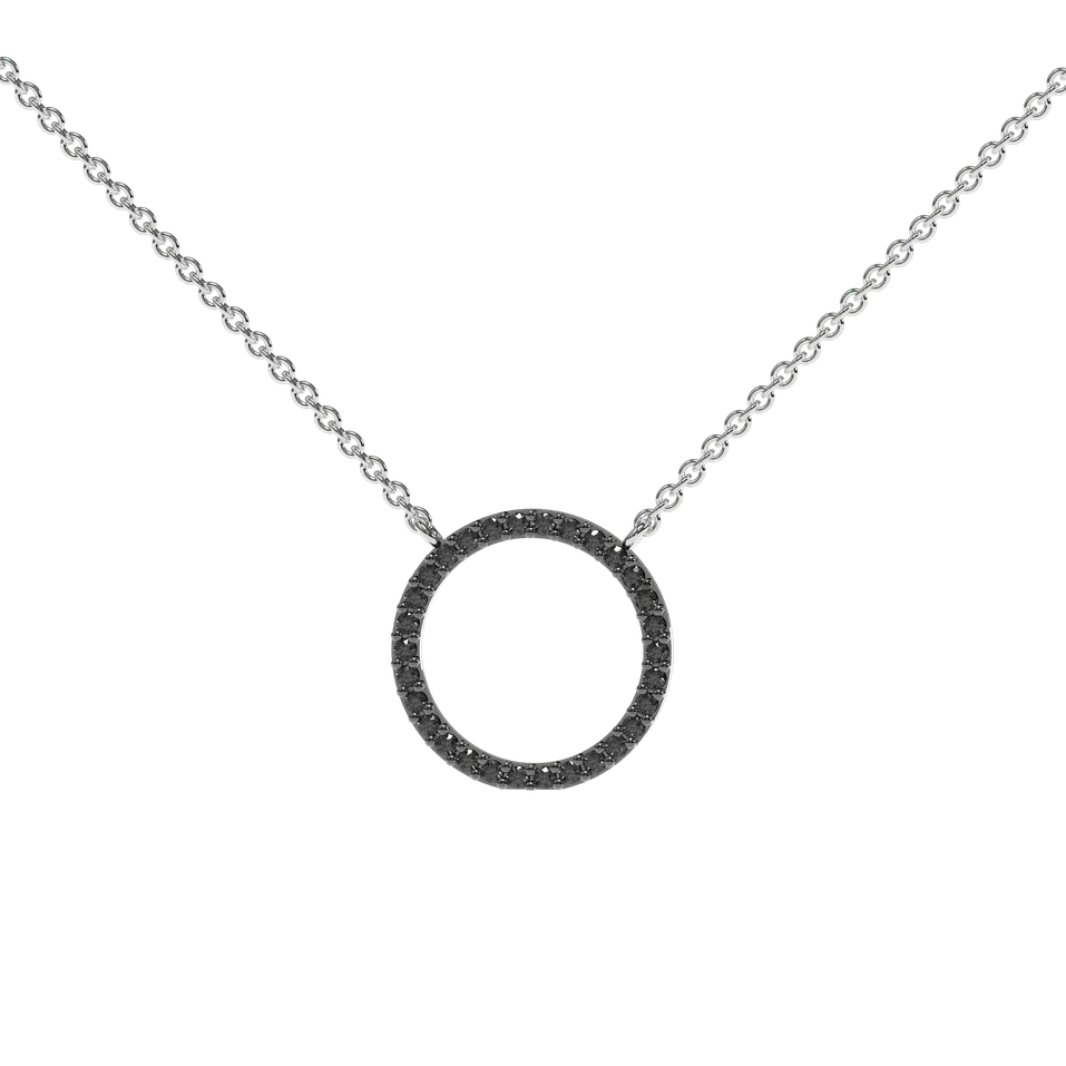 Náhrdelník s čiernymi a bielymi diamantmi Little Circle