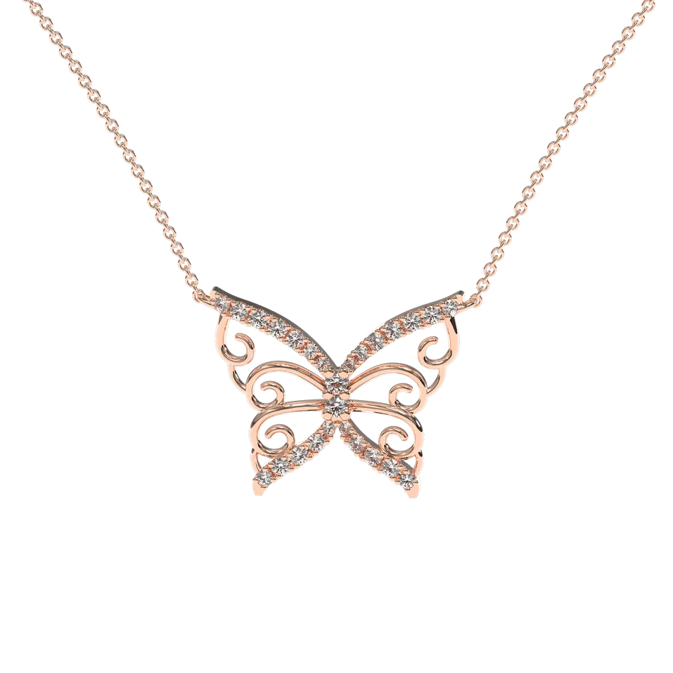 Náhrdelník s diamantmi Butterfly