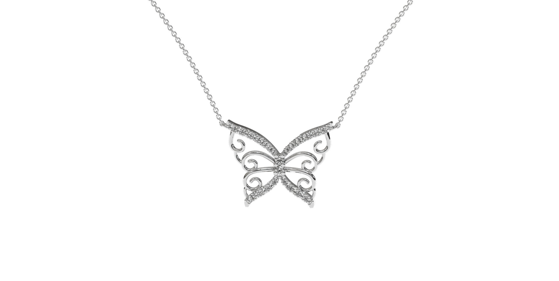 Náhrdelník s diamantmi Butterfly