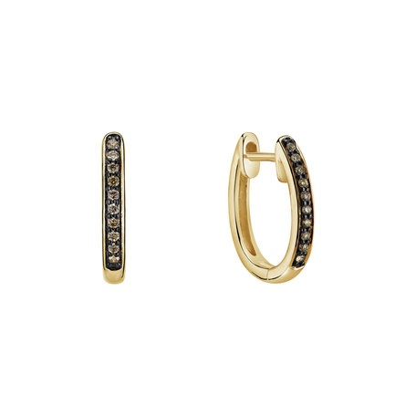 Náušnice s hnedými diamantmi Midnight Loop