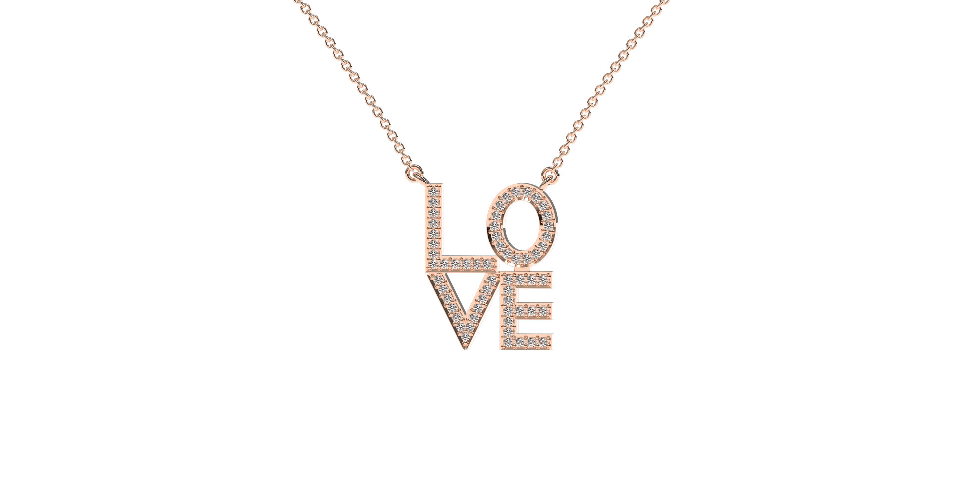 Náhrdelník s diamantmi Love