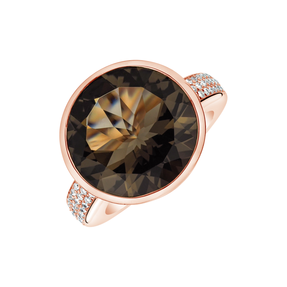 Prsteň s diamantmi a smoky quartzom Aureus