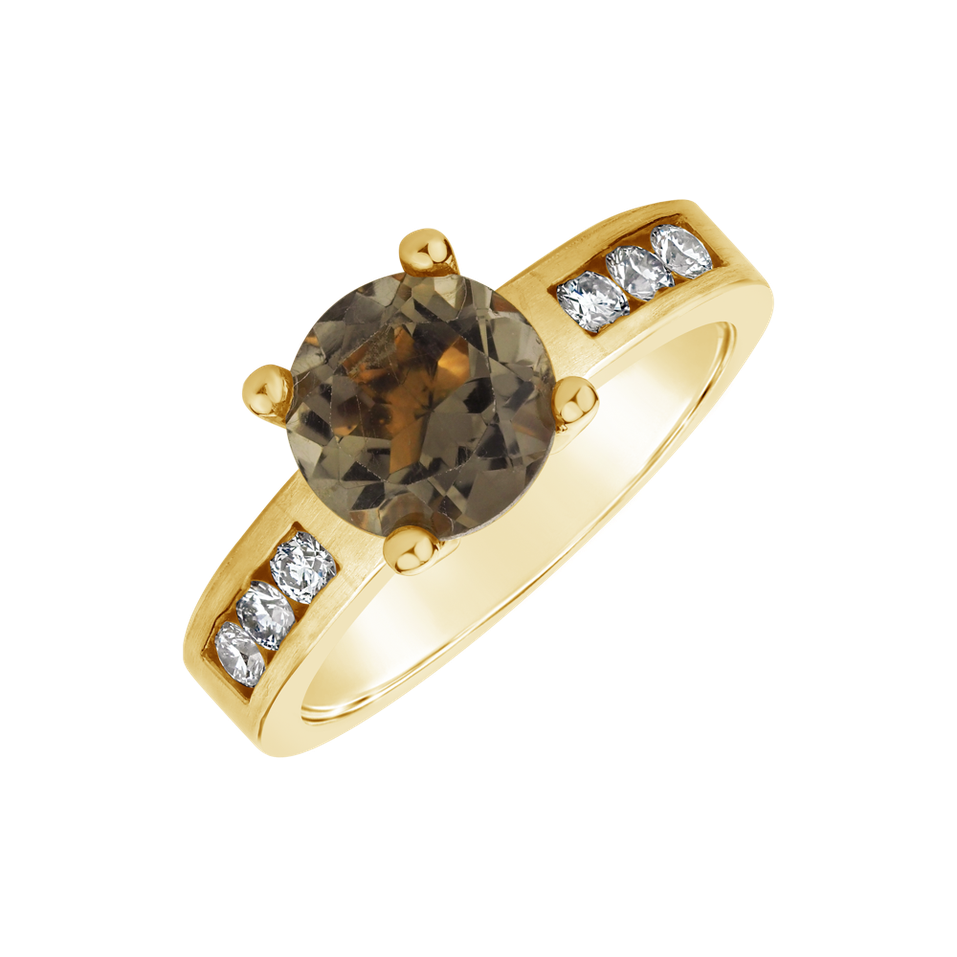 Prsteň s diamantmi a smoky quartzom Cornelius