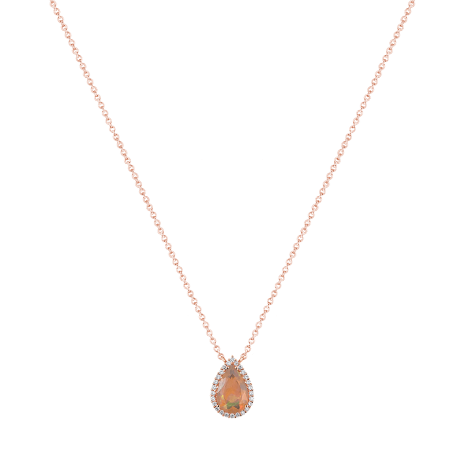 Náhrdelník s diamantmi a opálom Dewy Drop