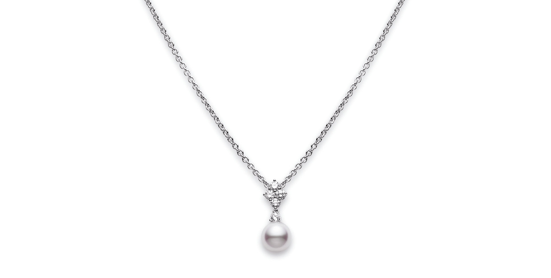 Náhrdelník s diamantmi a perlou Classic Elegance