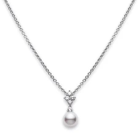 Náhrdelník s diamantmi a perlou Classic Elegance