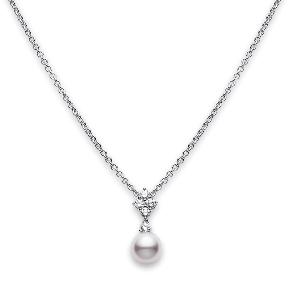 Náhrdelník s diamantmi a perlou Classic Elegance