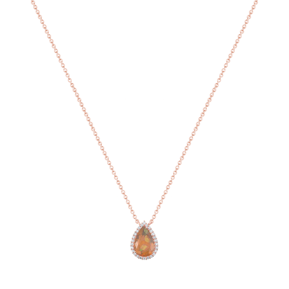 Náhrdelník s diamantmi a opálom Dewy Drop