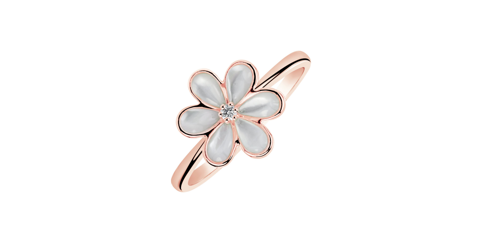 Prsteň s diamantom a perleťou Petals & Dreams