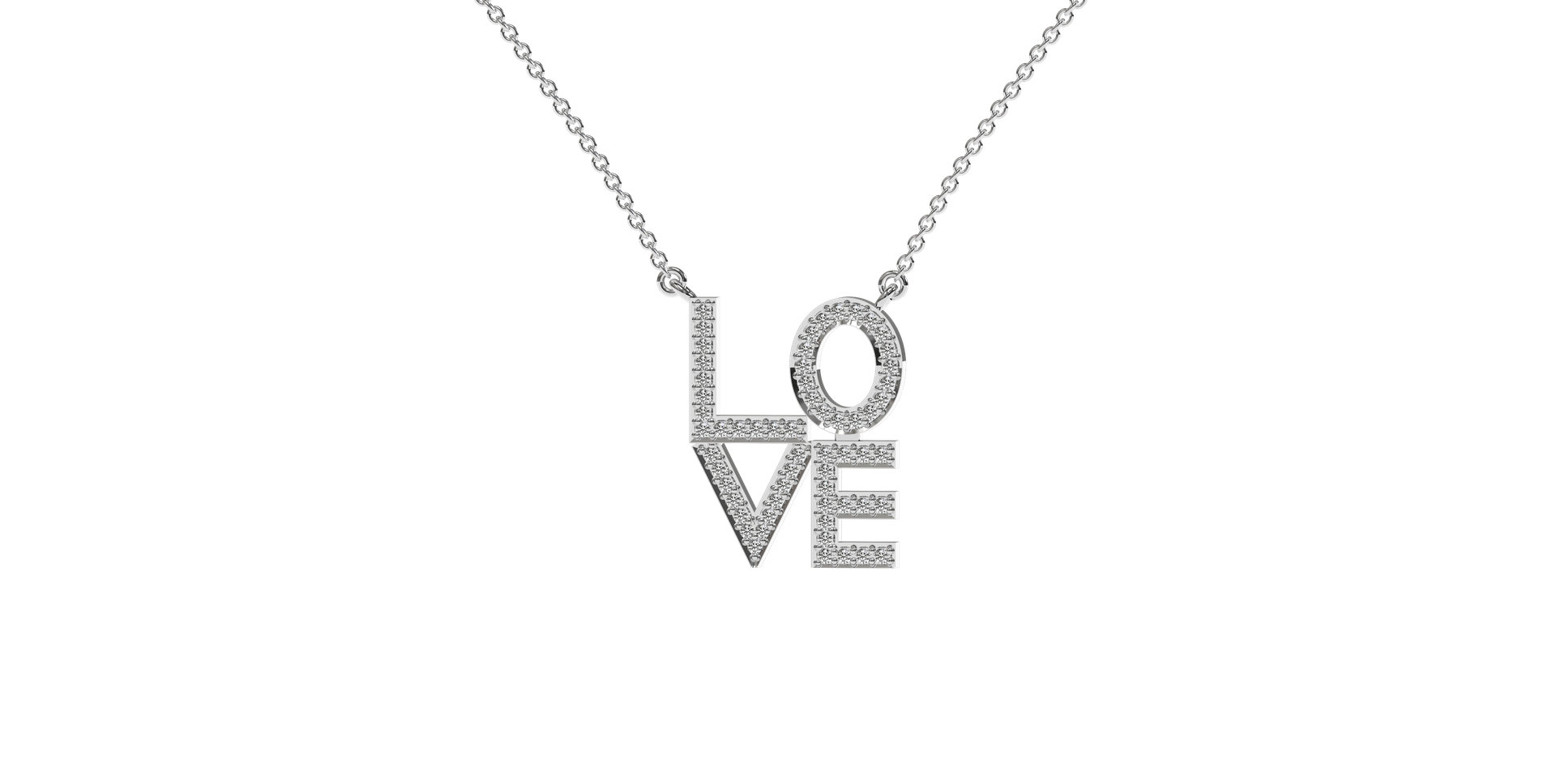 Náhrdelník s diamantmi Love