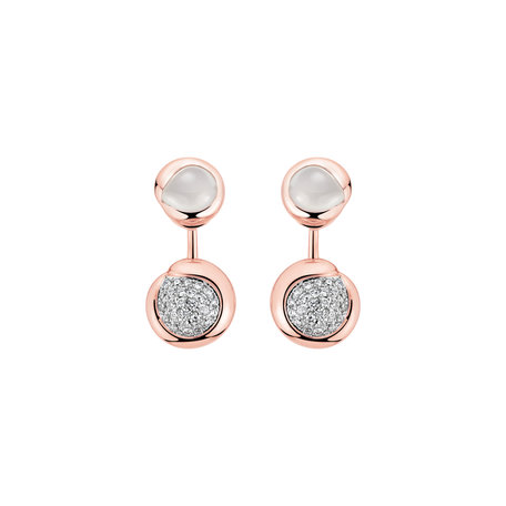 Náušnice s diamantmi a mesačným kameňom Charming Vesper