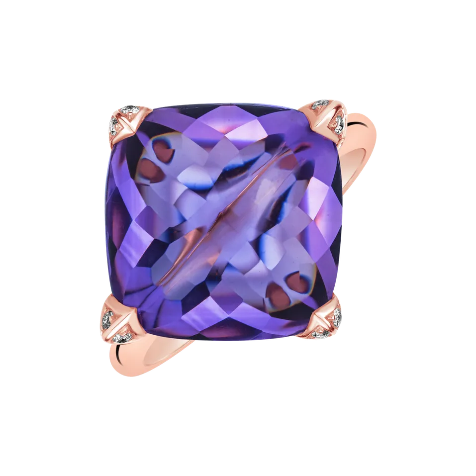 Prsteň s diamantmi a ametystom Pharaon Gem