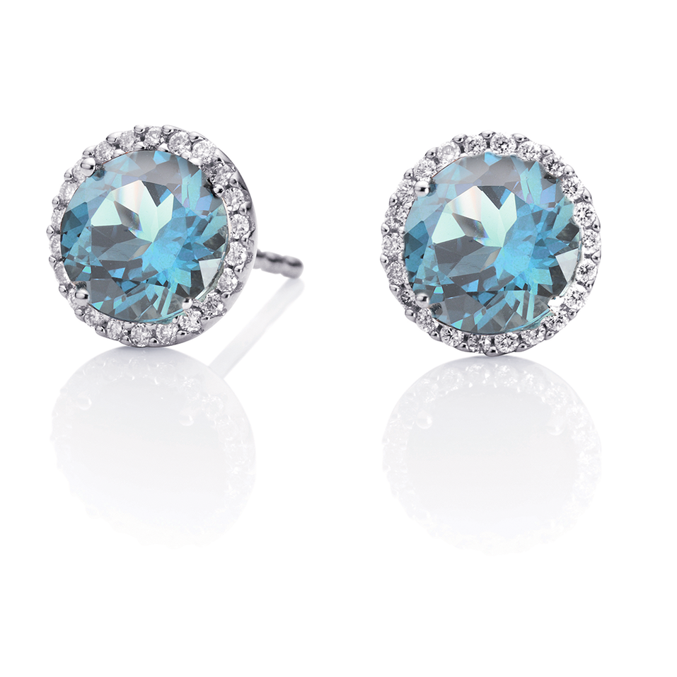 Náušnice s diamantmi a topásom sky Espressivo