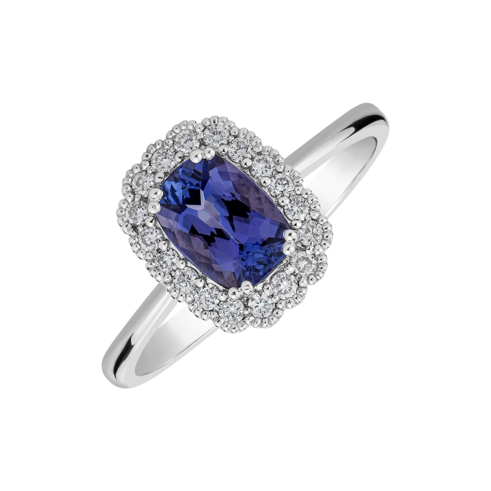 Prsteň s tanzanitom a diamantmi Diamond Delight