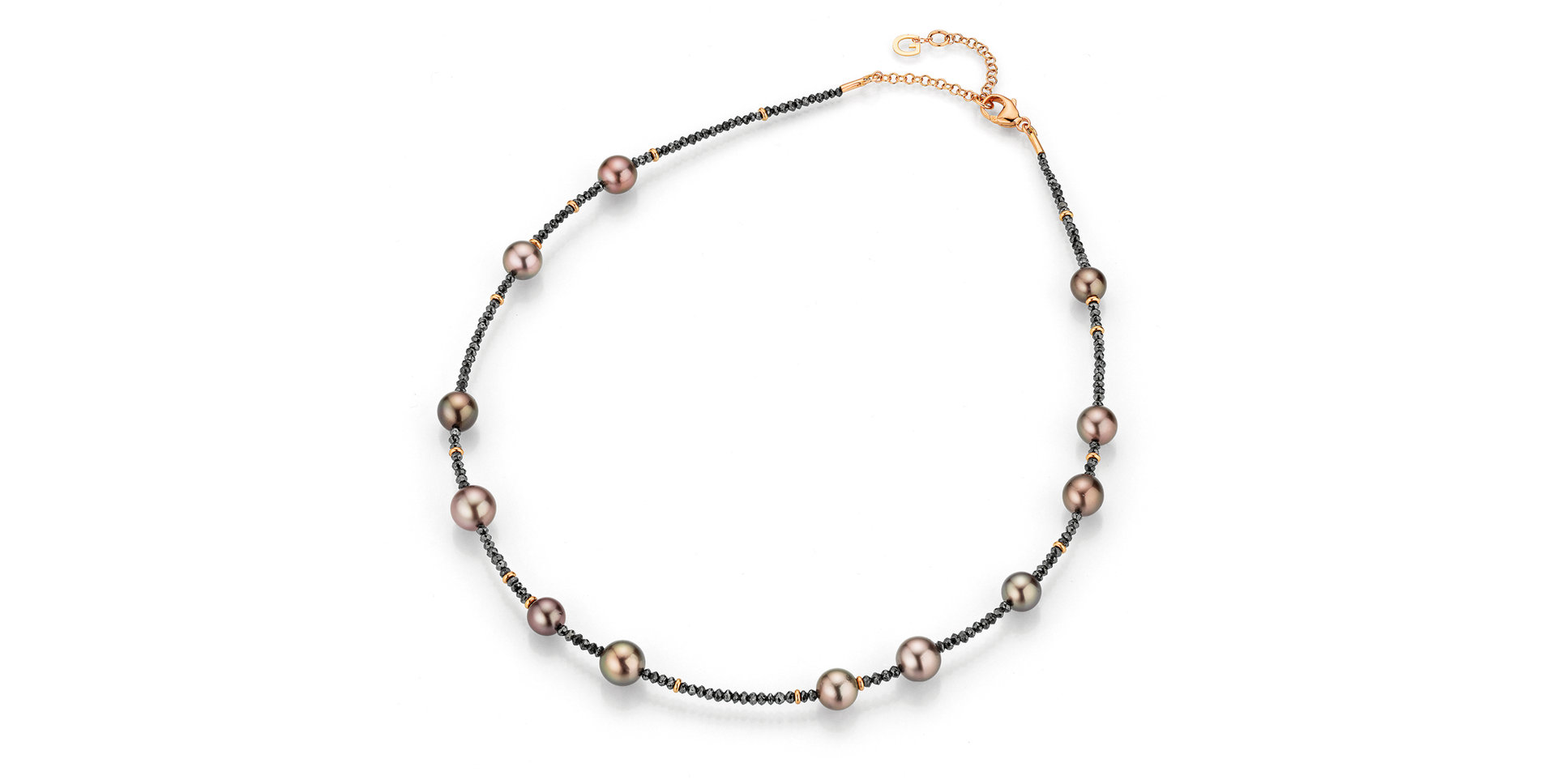 Náhrdelník s diamantmi a morskými hnedými tahitskými perlami Castaway