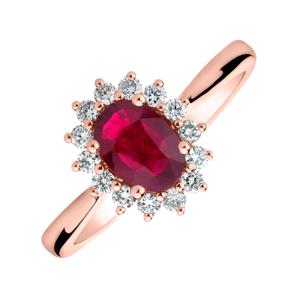 Prsteň s diamantmi a rubínom Princess