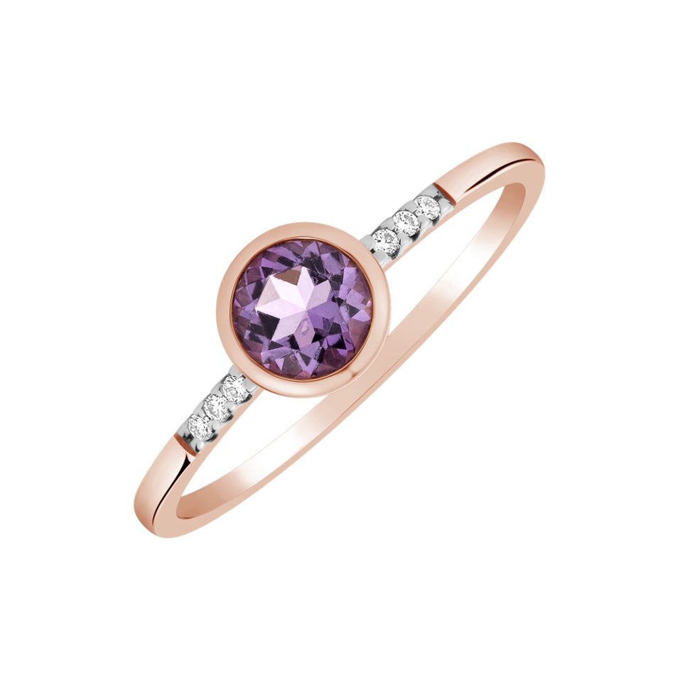 Prsteň s diamantmi a ametystom Valeria
